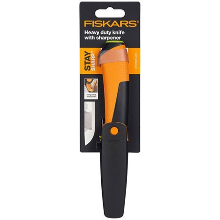 Нож для тяжелых работ с точилкой Fiskars (156018) - Купить в Украине